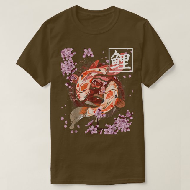Koi Carp Fish Japanese Sakura Cherry Blossom for K T-Shirt (Design Front)