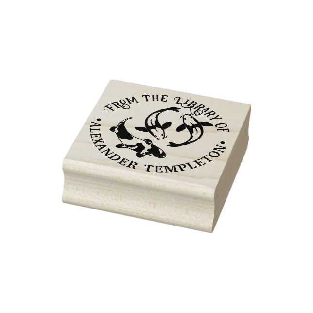 Koi Carp Fish Library Book Name Rubber Stamp (Stamp)