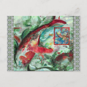 Koi Carp Fish Painting Postcard