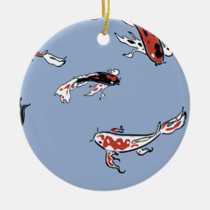 Koi Carp Fish Pattern Ceramic Ornament