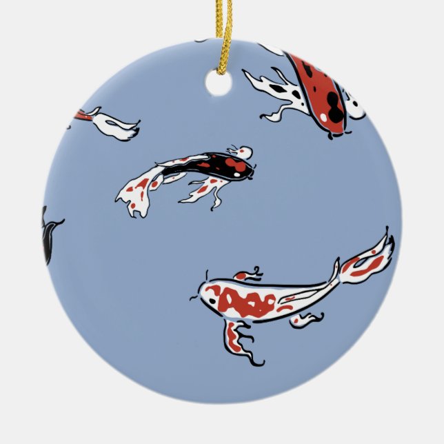 Koi Carp Fish Pattern Ceramic Ornament (Front)