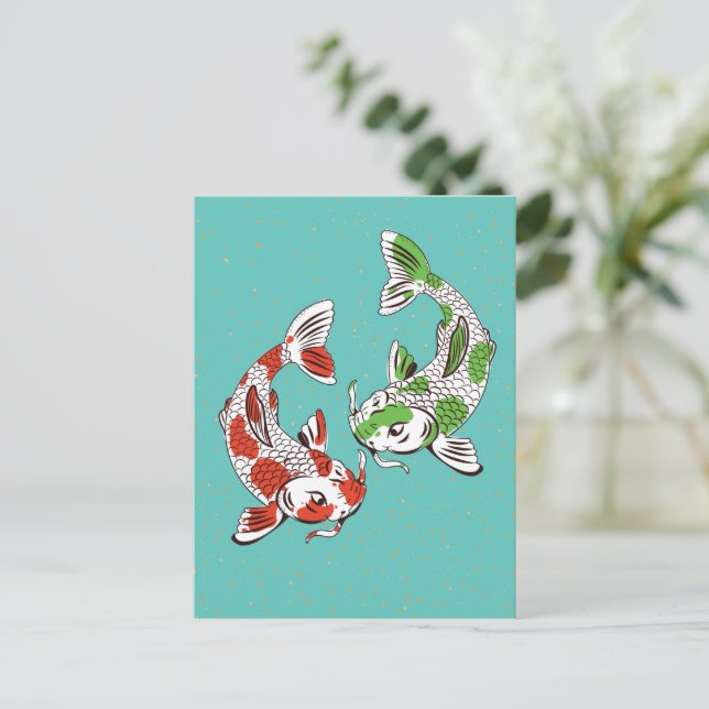 Koi Carp Holiday Postcard (Standing Front)