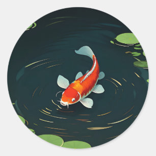 Koi Carp Lotus Pond Serenity Classic Round Sticker