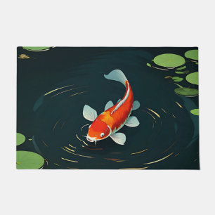 Koi Carp Lotus Pond Serenity Doormat