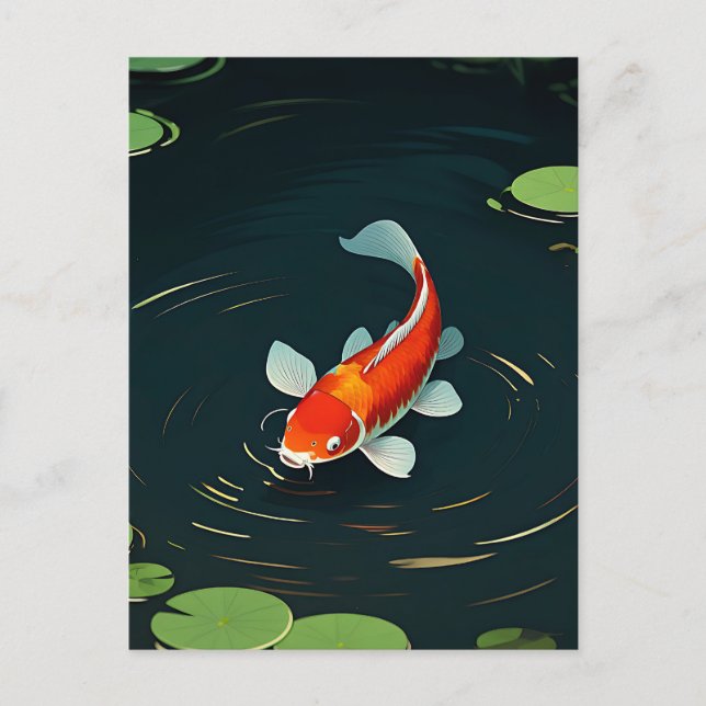 Koi Carp Lotus Pond Serenity Postcard (Front)