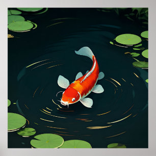 Koi Carp Lotus Pond Serenity Poster