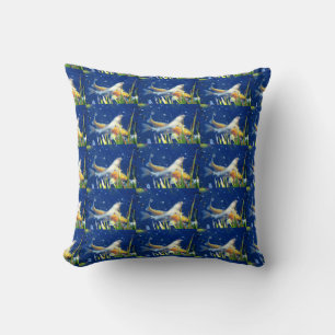 koi carp pond blue pillow