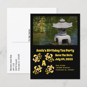 Koi Cartoon Birthday Tea Party Photo Invitation Postcard