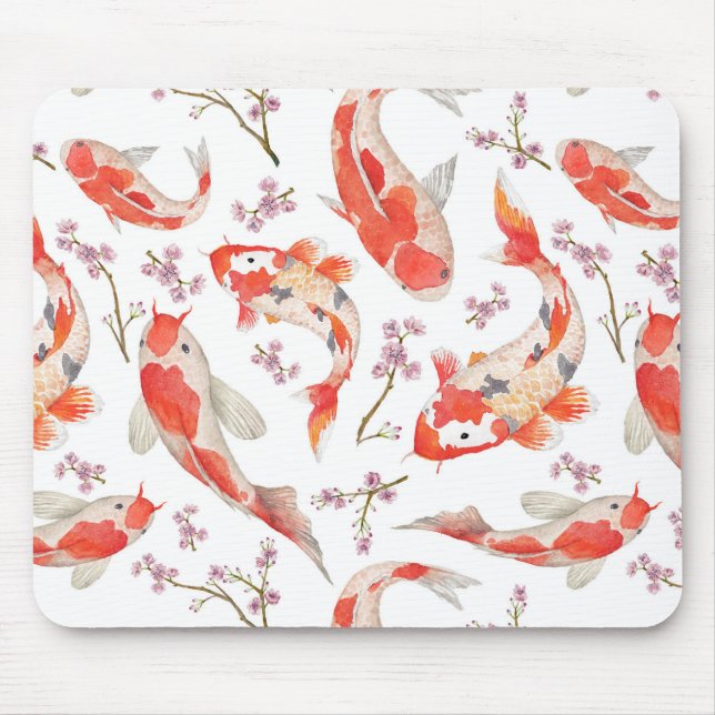 Koi Cherry Blossom Pattern Mouse Pad (Front)