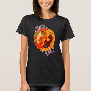 Koi Cherry Blossom Yin Yang Japanese Koi Carp Nish T-Shirt