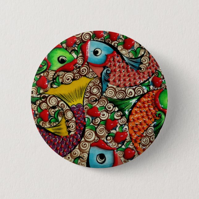 Koi Fish 6 Cm Round Badge (Front)