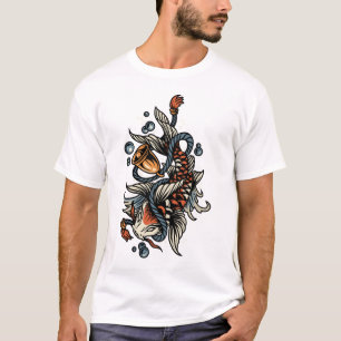Koi fish and bell traditional style tattoo T-Shirt