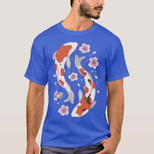 Koi Fish And Flowers Sea Ocean Japan Japanese Flow T-Shirt
