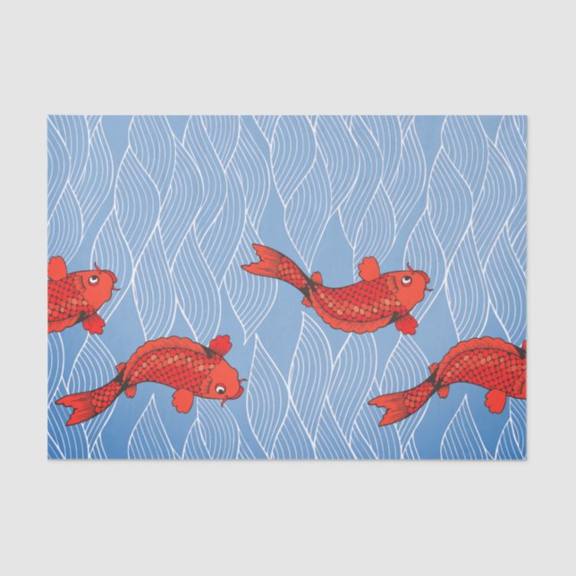 KOI FISH AND JAPANESE WAVE PATTERN TISSUE PAPER (Front)