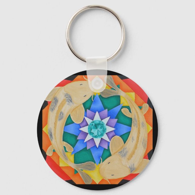 Koi Fish and Lotus Keychain (Front)