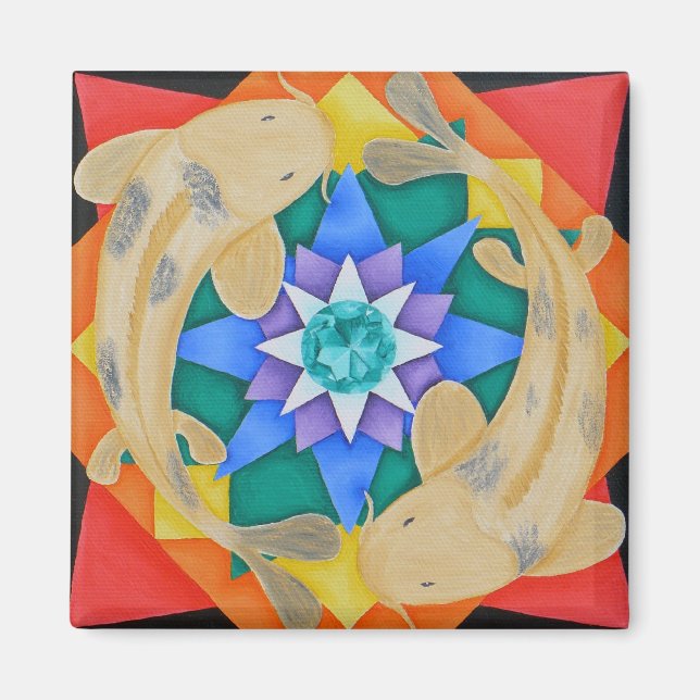 Koi Fish and Lotus Magnet (Front)