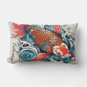 Koi Fish, Beautiful Japanese Carp, Personalised Lumbar Cushion