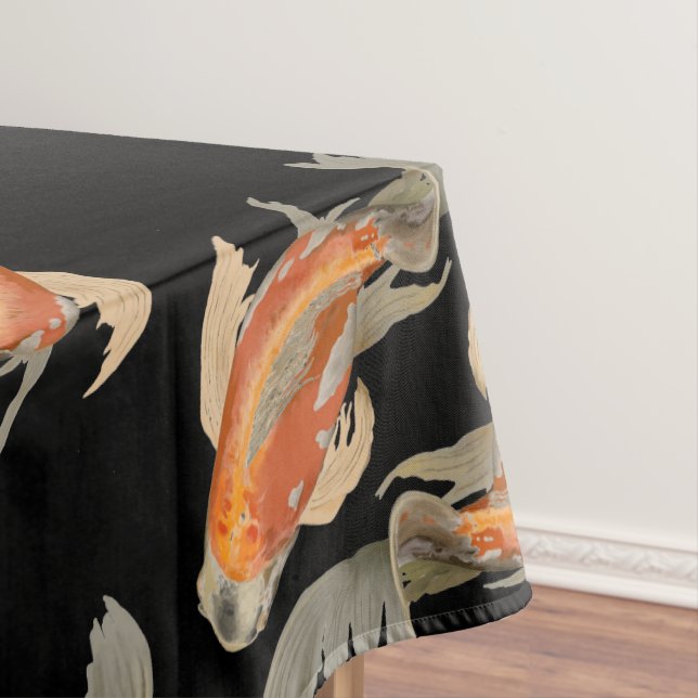 Koi Fish Black Tablecloth (In Situ)