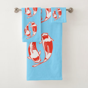 Koi Fish Blue Towel Set