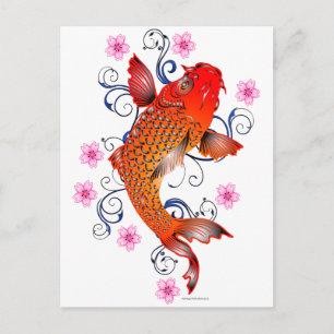 Koi Fish Carp Eastern Blossom Postcard