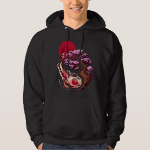 Koi Fish Carp Yin Yang Bonsai Tree Moon Asian Japa Hoodie