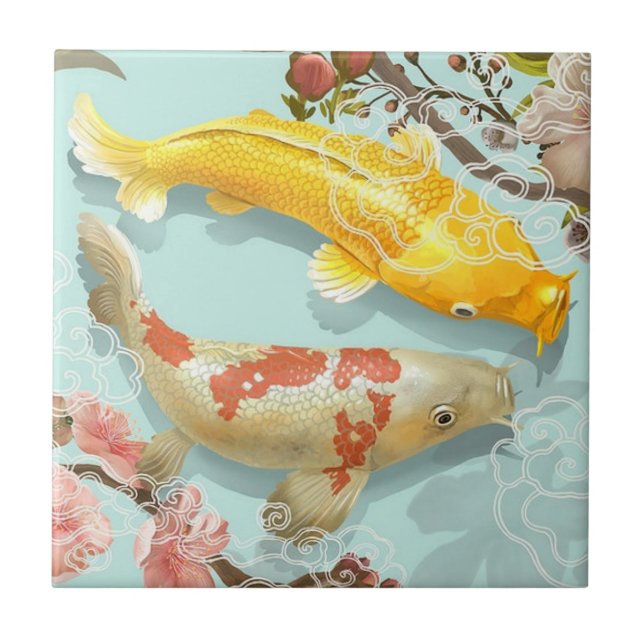 Koi Fish  Ceramic Tile (Front)