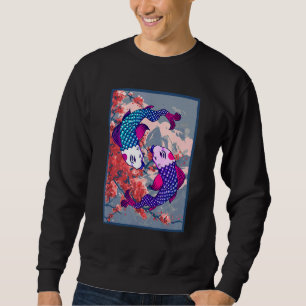 Koi Fish Cherry Blossom Flower Samurai Fuji Mounta Sweatshirt