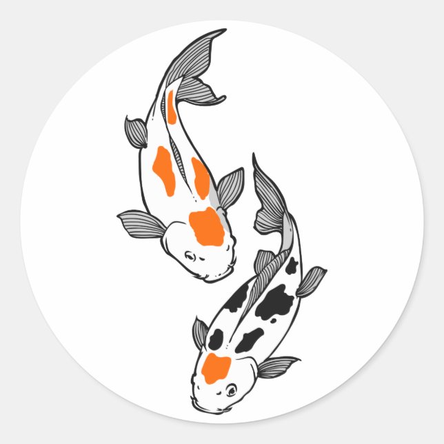Koi Fish Classic Round Sticker (Front)