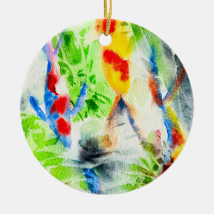 Koi fish colourful watercolor art ceramic ornament