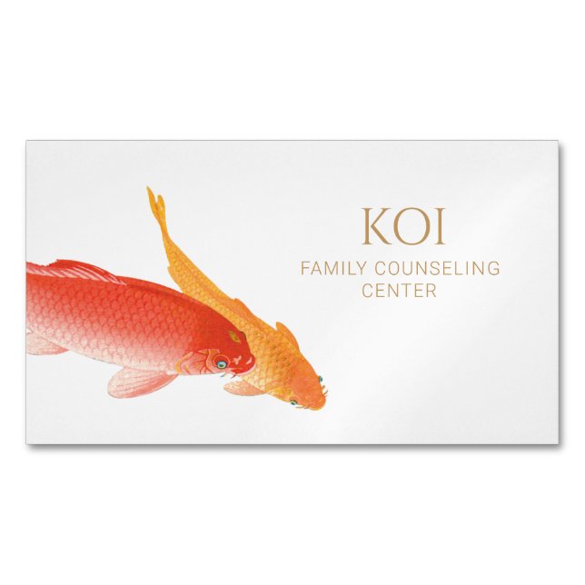 Koi Fish Counsellor and Therapist Counseling Magnetic Business Card (Front)