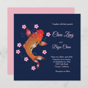 Koi Fish Custom Wedding Invitation