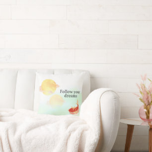 Koi Fish Dream Quote Art Print – "Follow Your Drea Cushion