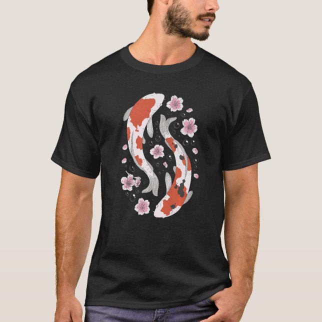 Koi Fish Flowers T-Shirt (Front)