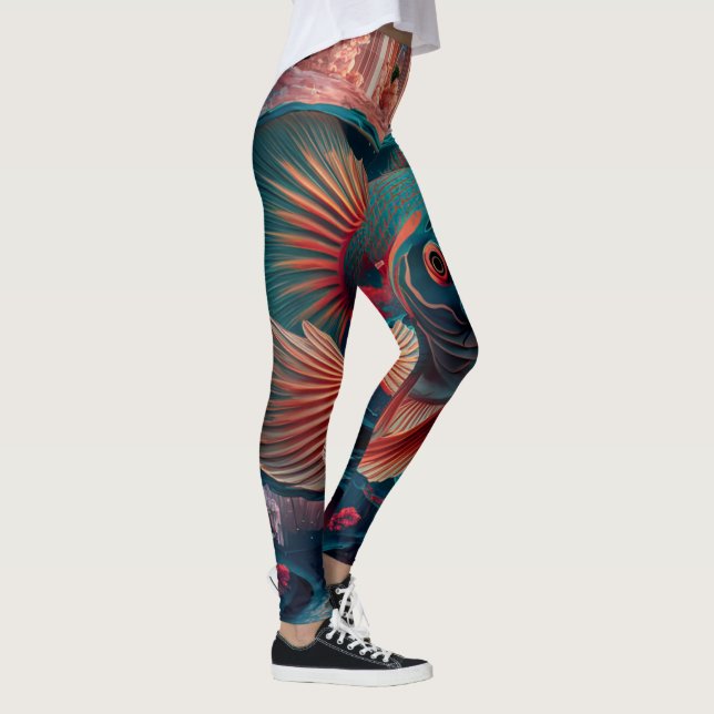 "Koi Fish Harmony" Leggings! Leggings (Right)