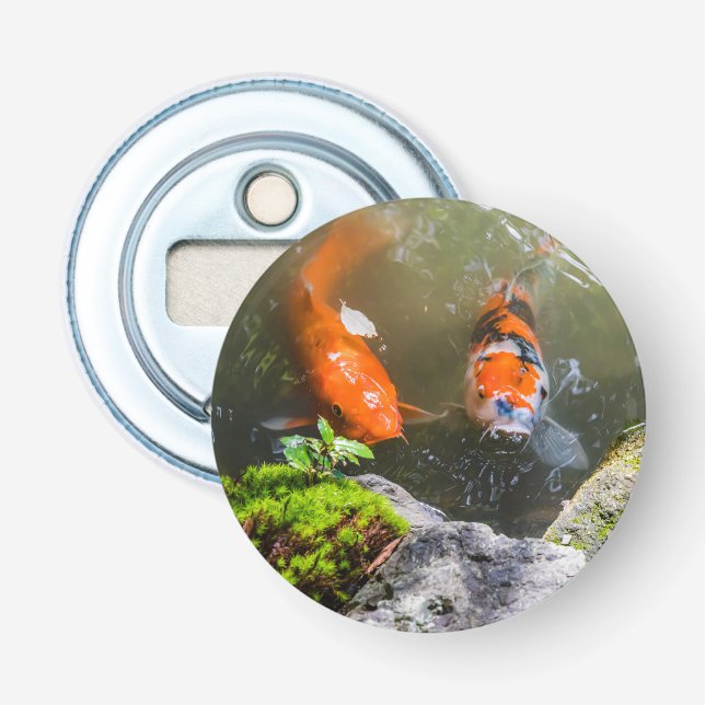 Koi fish in a pond bottle opener (Front)