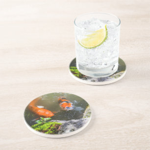 Koi fish in a pond coaster