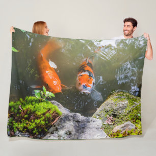 Koi fish in a pond fleece blanket