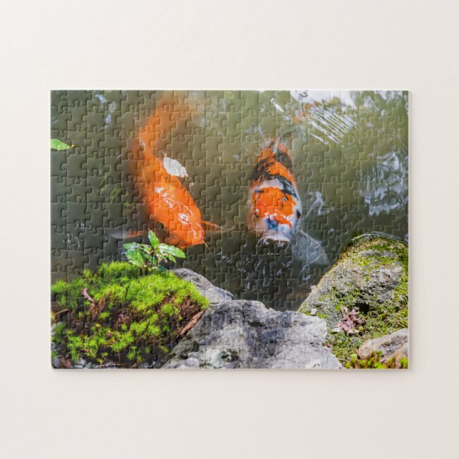 Koi fish in a pond jigsaw puzzle (Horizontal)