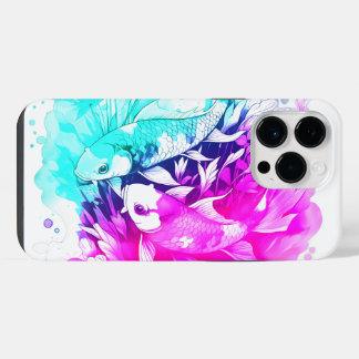 Koi Fish in Pink and Blue iPhone 14 Pro Max Case