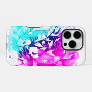 Koi Fish in Pink and Blue iPhone 16 Pro Case