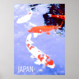 Koi fish in pond Japan travel print
