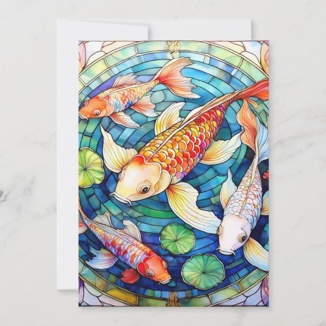 Koi Fish in Stained Glass  Invitation (Front)