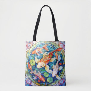 Koi Fish in Stained Glass Tote Bag