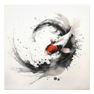 Koi Fish Ink Painting Photo Print
