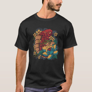 Koi Fish Japanese Street wear with Lotus Flowers T-Shirt