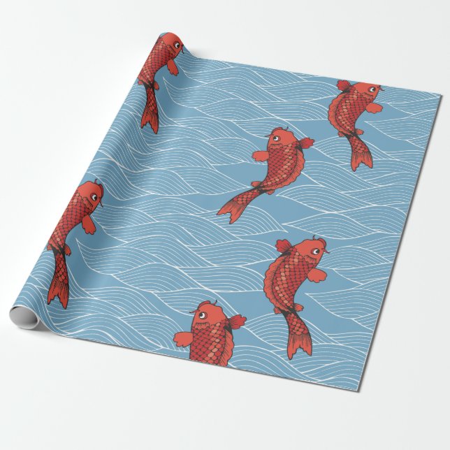 KOI FISH JAPANESE Wrapping Paper (Unrolled)