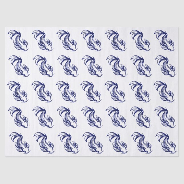 Koi Fish Karp #2 DIY Colours Blue Tissue Paper (Front)