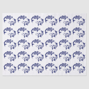 Koi Fish Karp #3 DIY Colors Blue Tissue Paper