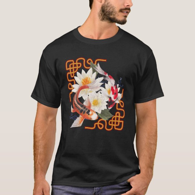 Koi Fish Koi Breeder Zen Garden Motif Koi Carp And T-Shirt (Front)