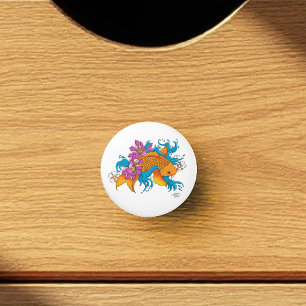 Koi Fish Lotus Cherry Blossoms Ceramic Knob